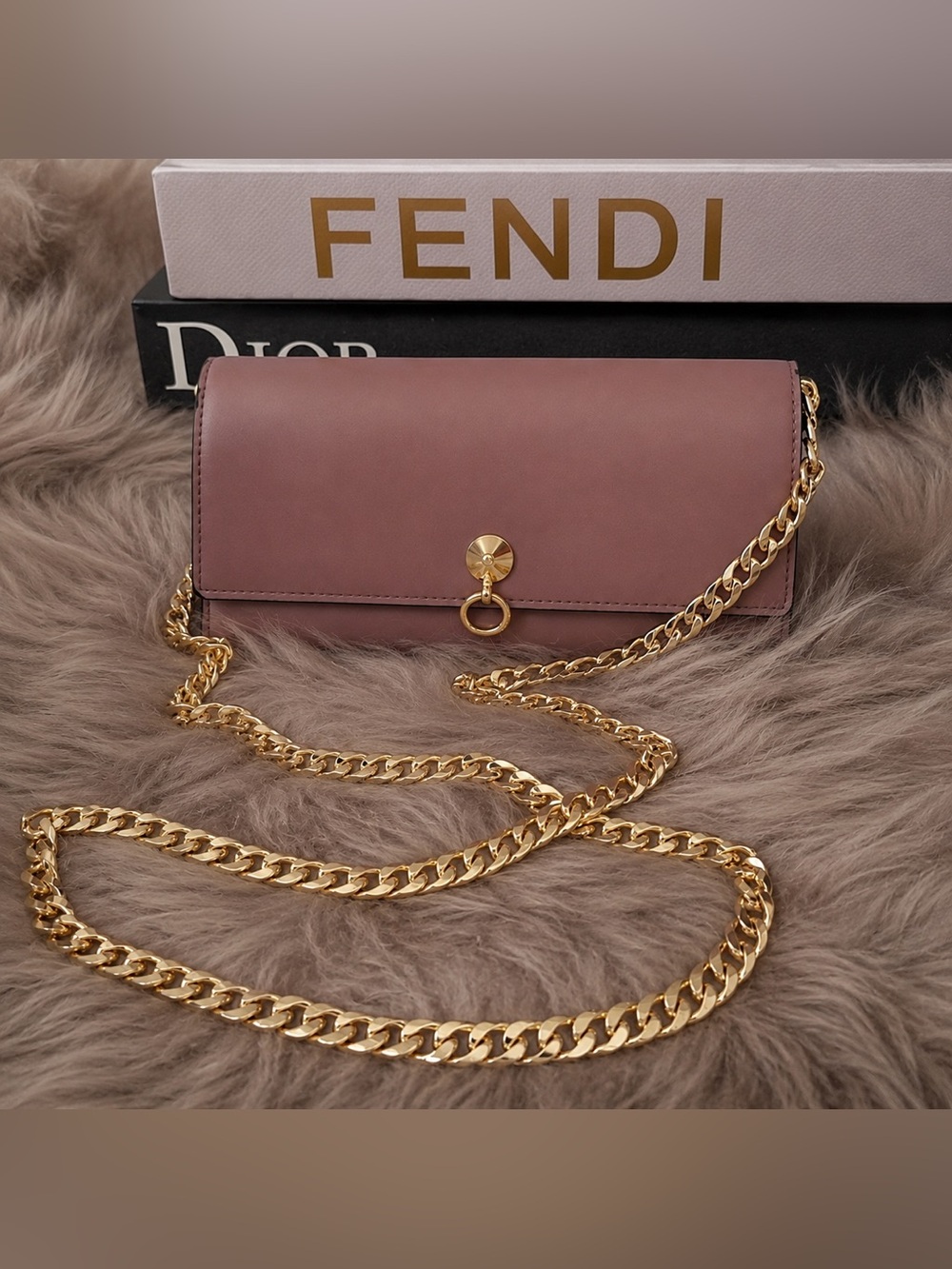 Fendi authentic full inclusion pink chain box dust bag